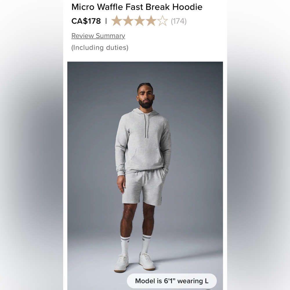 ALO Micro Waffle Fast Break Hoodie Men’s XL Athletic Heather